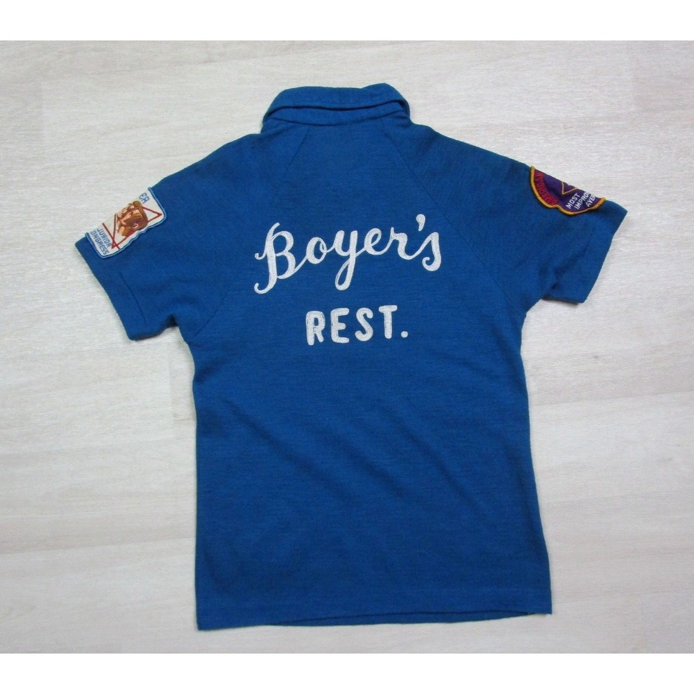 Vintage 60s/70s Made in USA Bowling Club Chain Stitch Bowling Shirt Youth Size M